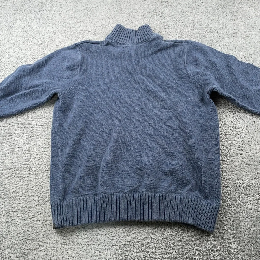 Eddie Bauer Sweater Mens Large Blue 1/4 Zip Mock Neck Cotton Knit Pullover - Picture 3 of 10